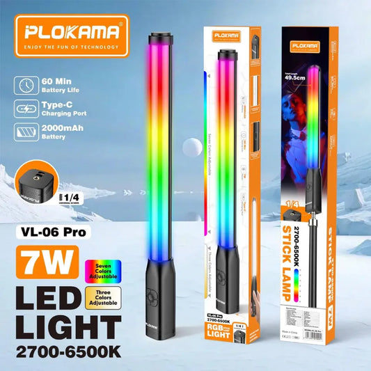 Plokama VL-06 Pro RGB Light Stick – Rechargeable Portable RGB Tube Light