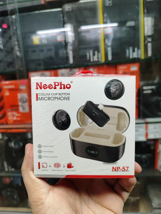 NeePho NP-57 Wireless Dual Microphone with Noise Cancellation – Dual Mic for Android & iPhone