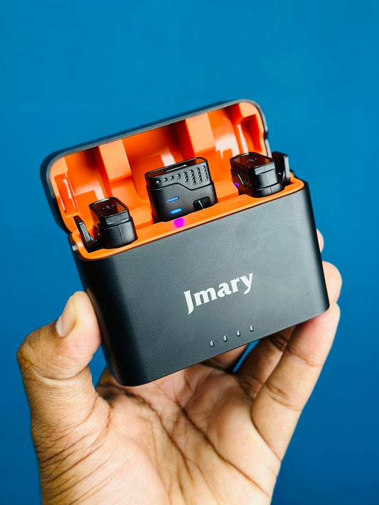 Jmary MW-16 Dual Wireless Microphone – Type-C, Lightning & DSLR Compatible (Noise Cancelation) - Touseef Electronics