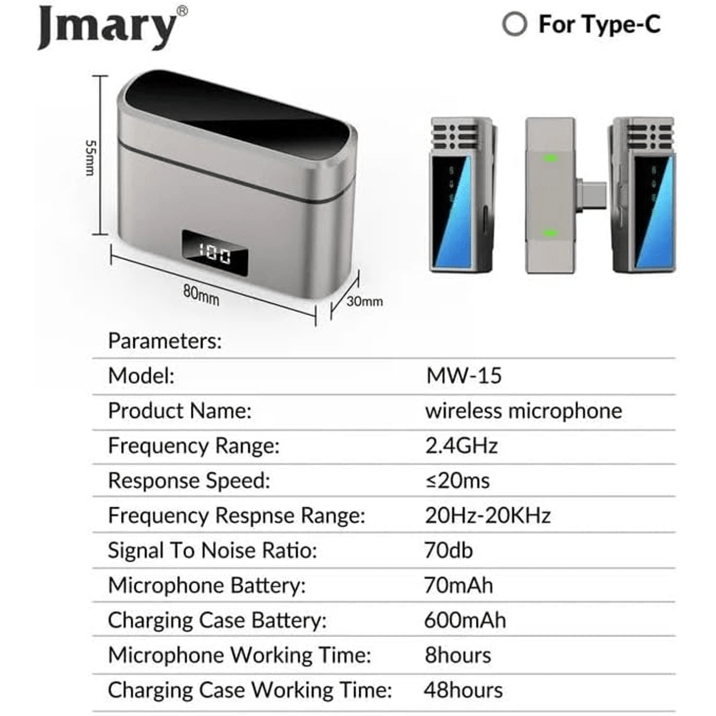 Jmary MW-15 Wireless Microphone (High Quality) For iOS and Android - Touseef Electronics