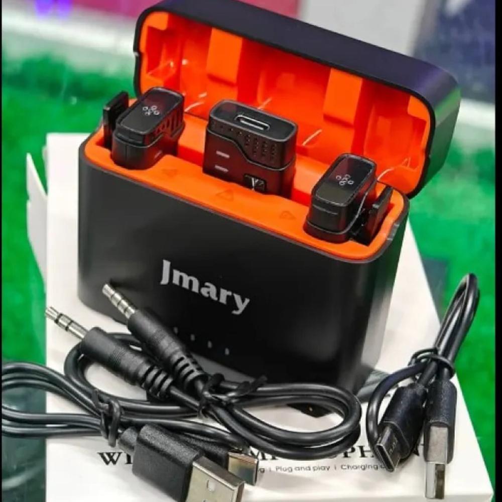 Jmary MW-16 Dual Wireless Microphone – Type-C, Lightning & DSLR Compatible (Noise Cancelation) - Touseef Electronics