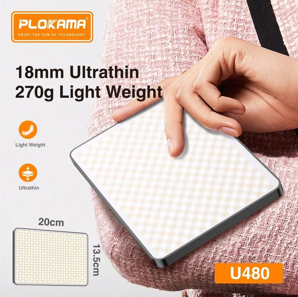 Plokama U480 LED Fill Light “Rechargeable” – 20W | 5000mAh Battery | 2700K–5700K - Touseef Electronics