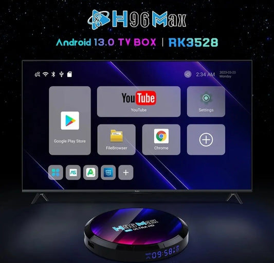 100%Original Android Tv Box H96 Max 4/64 RK-3528 - Touseef Electronics