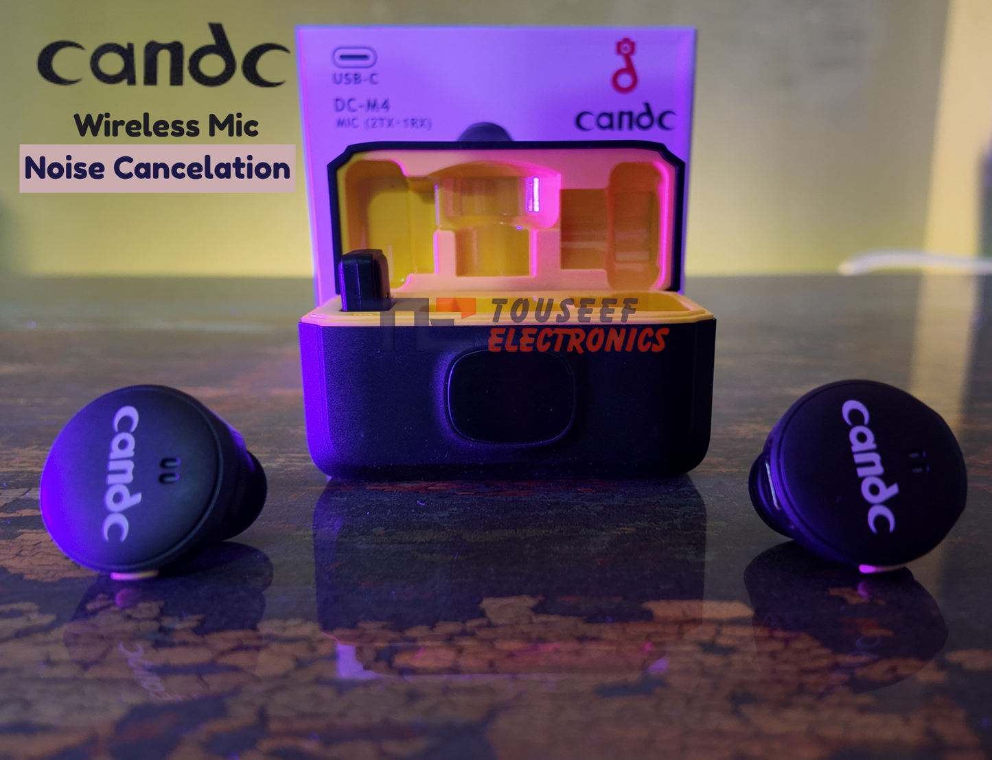 Candc DC-M4 Wireless Microphone (Dual-Noise Cancellation) For Android & iPhone (High Quality) - Touseef Electronics