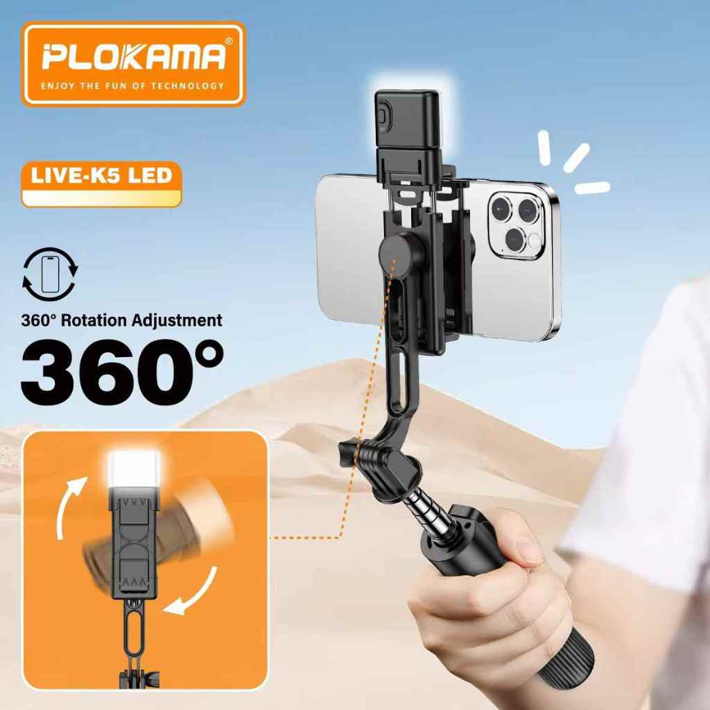 Plokama K5 Mini 3-in-1 Selfie Stick with Tripod, Bluetooth Remote| Touseef Electronics