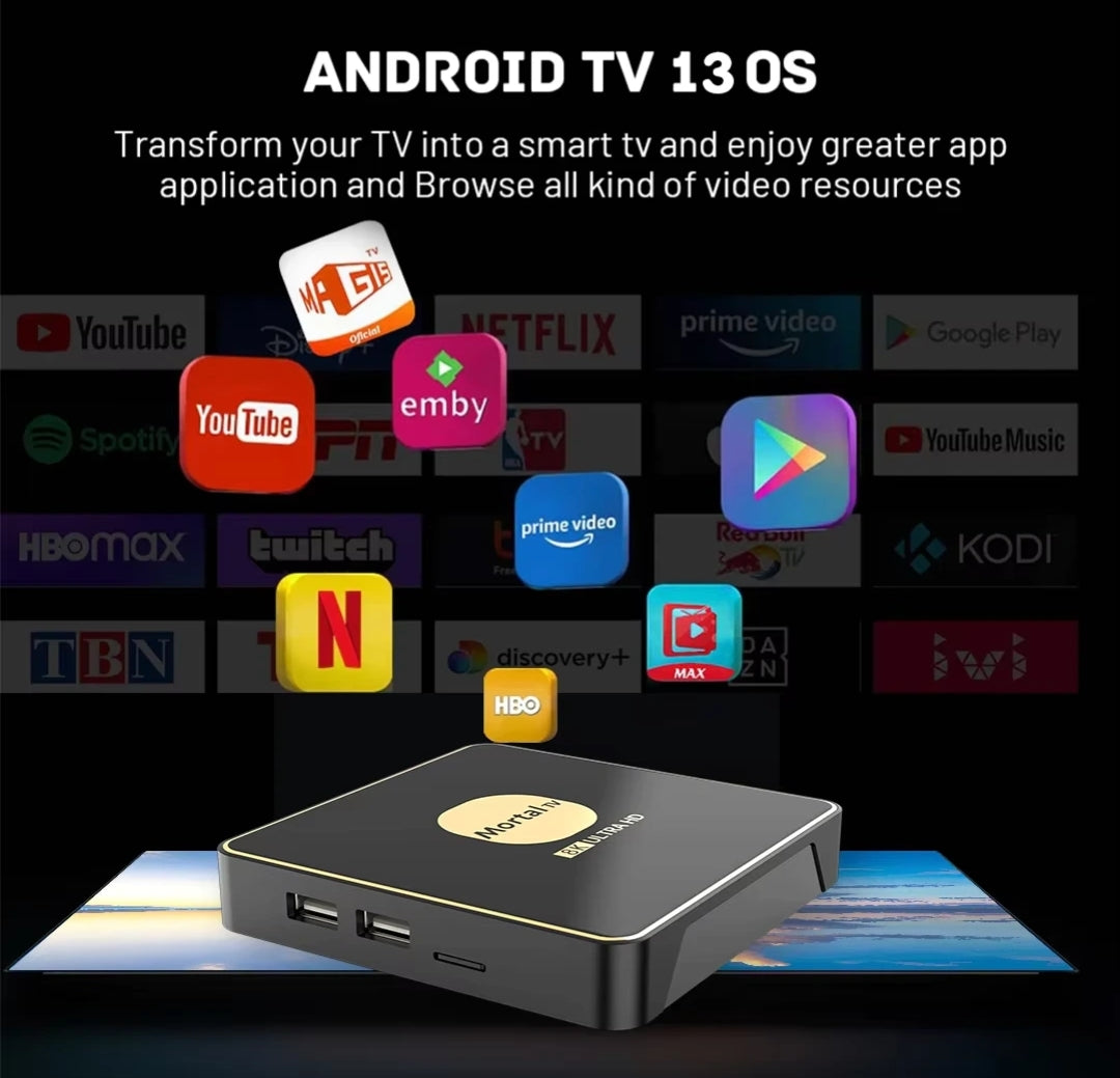 Mortal T3 Android 13 TV Box β 4GB RAM / 32GB ROM | RK3528 Latest Processor | Bluetooth 5.0 | 100% Original - Touseef Electronics