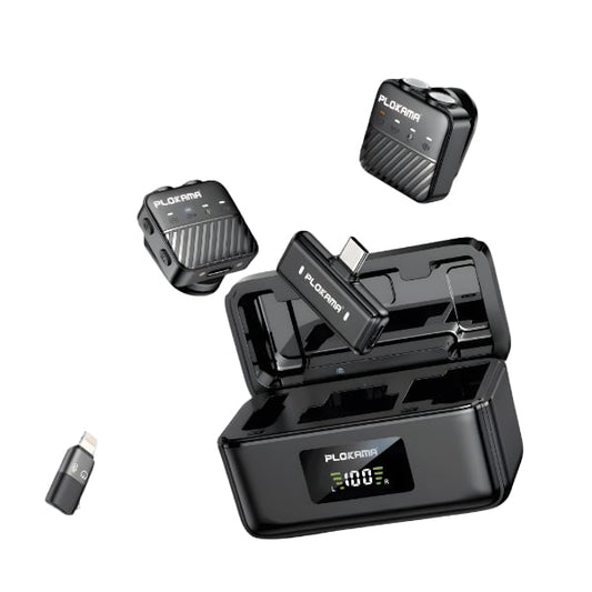 Plokama VM-80 Wireless Dual Microphone with Noise Reduction – Dual Mic for iOS & Android