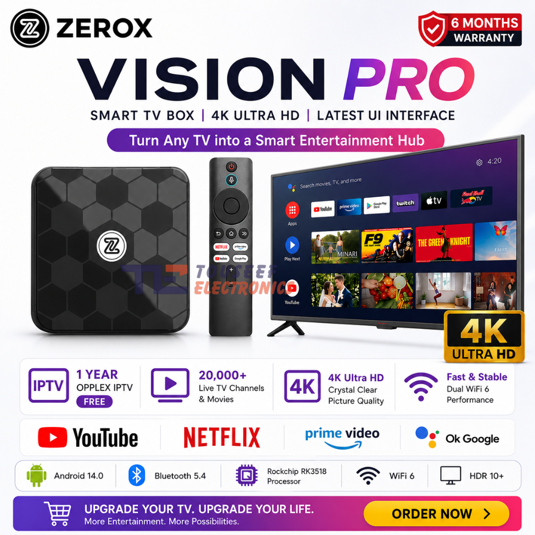 Zerox Vision Pro Android 14 TV Box – 2GB/16GB | RK3518 | Fastest | 6 Months Warranty