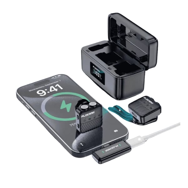 Plokama VM-80 Wireless Dual Microphone with Noise Reduction – Dual Mic for iOS & Android