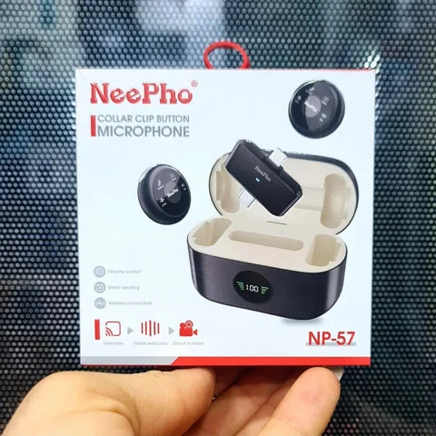 NeePho NP-57 Wireless Dual Microphone with Noise Cancellation – Dual Mic for Android & iPhone