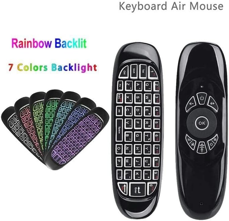 Air Mouse Remote with Keyboard and 7 Color Backlit