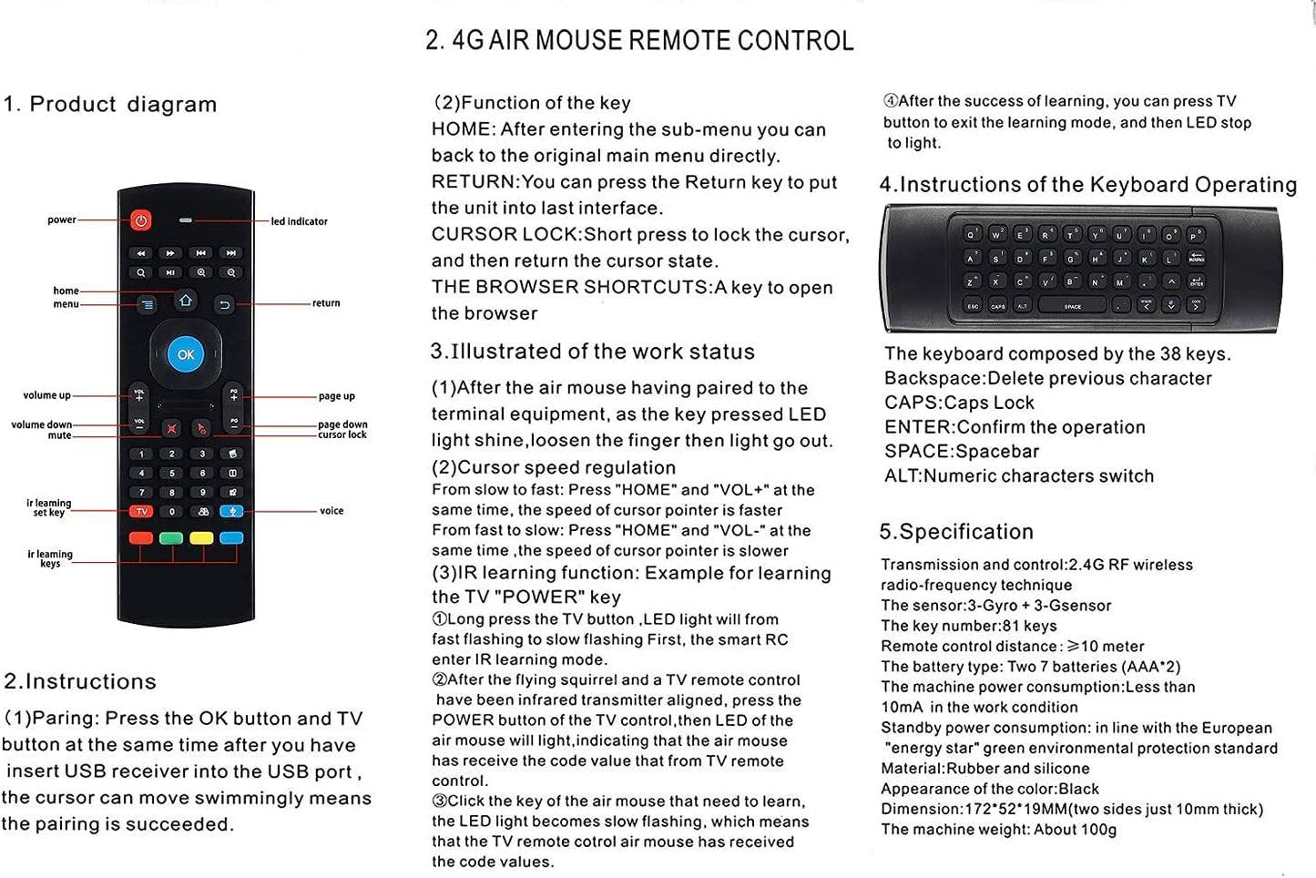 MX3 Voice Air Mouse Mini Keyboard Wireless Remote