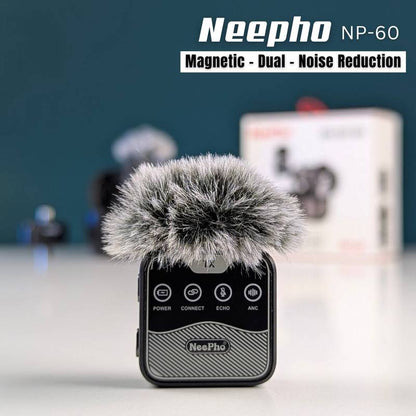 NeePho NP-60 Wireless Dual Microphone with Noise Cancellation – Dual Mic for Android & iPhone | Charging Case | Plug & Play