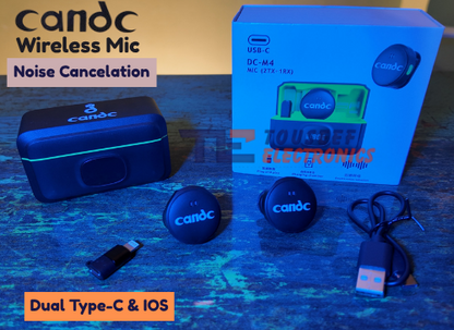 Candc DC-M4 Wireless Microphone (Dual-Noise Cancellation) For Android & iPhone (High Quality) - Touseef Electronics
