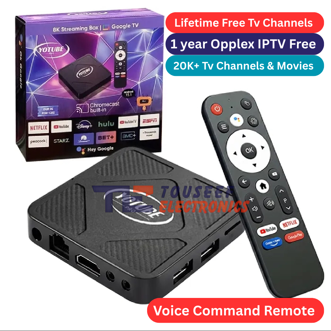 YouTube Pro Android 13 TV Box – 2GB RAM / 8GB ROM | WiFi 6 | Bluetooth 5.4| Voice Remote