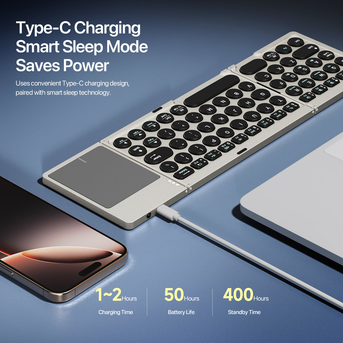 OK Flip Series Tri-fold Touch Keyboard