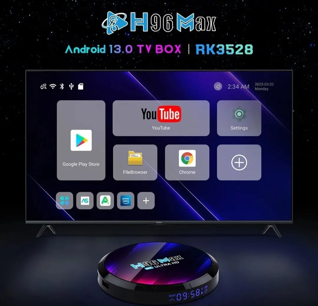 100%Original Android Tv Box H96 Max 4/64 RK-3528 - Touseef Electronics