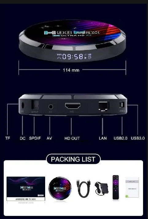 100%Original Android Tv Box H96 Max 4/64 RK-3528 - Touseef Electronics
