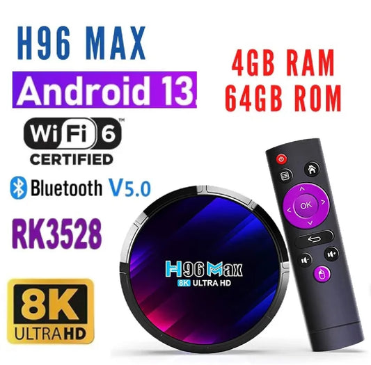 100%Original Android Tv Box H96 Max 4/64 RK-3528 - Touseef Electronics