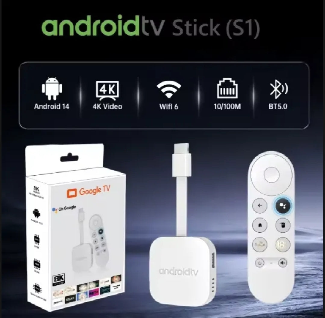 Android TV Stick S1 Pro 2GB/16GB – RK3518 | WiFi 6 | Bluetooth 5.4 | 4K Ultra HD | Voice Remote