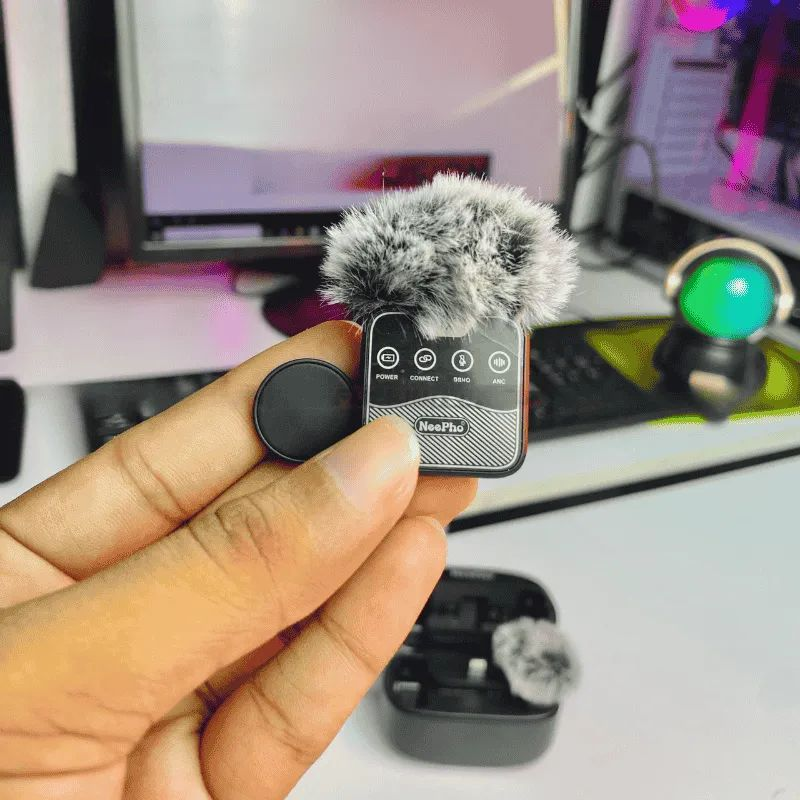 NeePho NP-60 Wireless Dual Microphone with Noise Cancellation – Dual Mic for Android & iPhone | Charging Case | Plug & Play