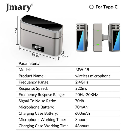 Jmary MW-15 Wireless Microphone for iOS & Android
