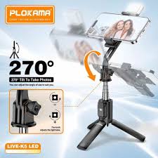 Plokama K5 Mini 3-in-1 Selfie Stick with Tripod, Bluetooth Remote| Touseef Electronics