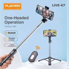 Plokama LIVE-K7 Live Streaming Bracket Selfie Stick / Tripod (110CM) | Touseef Electronics